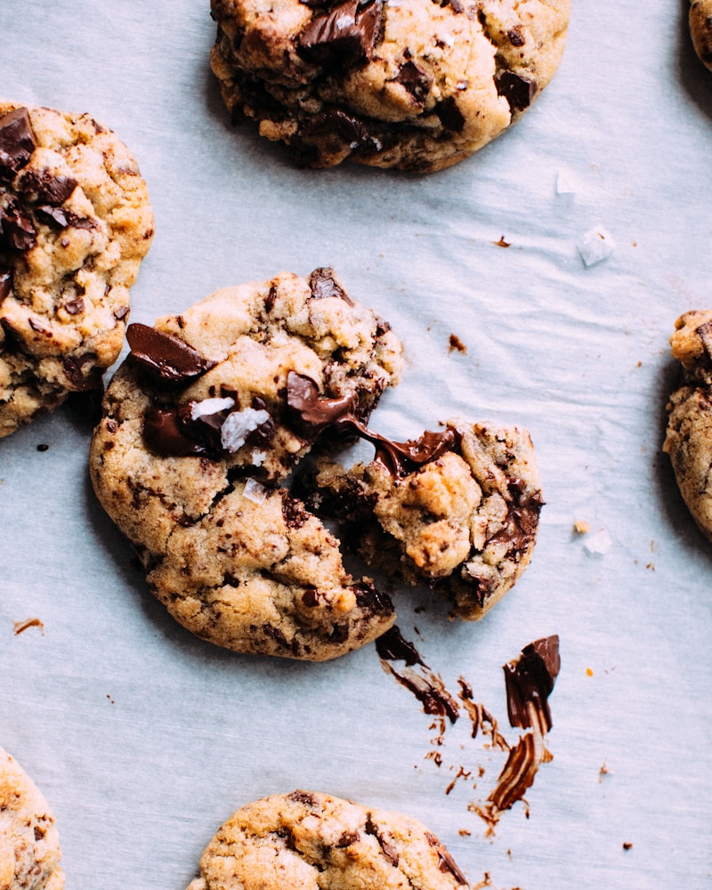 Chocolate chip cookies fresh from oven